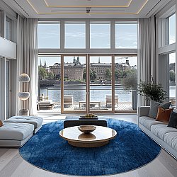 Tapis rond - Cargese (bleu)