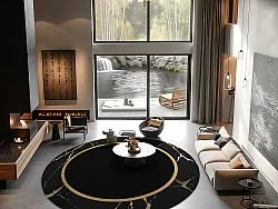 Tapis rond - Cerasia (noir/doré)