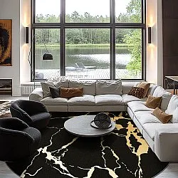 Tapis rond - Cesina (noir/doré)