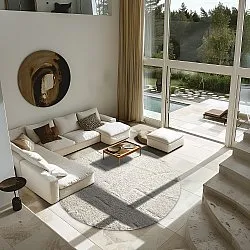 Tapis rond - Cremona Natural Cotton Shaggy (blanc cassé)