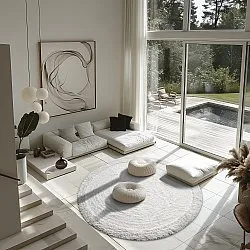 Tapis rond - Ebba Natural Cotton Shaggy (blanc cassé)