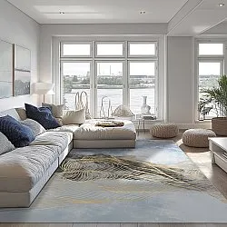 Tapis Wilton - Ekual (bleu/gris/doré)