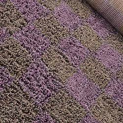 Tapis à poils longs - Elsey Natural Cotton Shaggy (marron/violet)