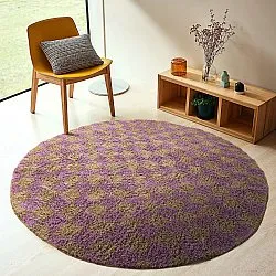 Tapis rond - Elsey Natural Cotton Shaggy (marron/violet)