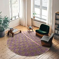 Tapis rond - Elsey Natural Cotton Shaggy (marron/violet)