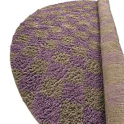 Tapis rond - Elsey Natural Cotton Shaggy (marron/violet)