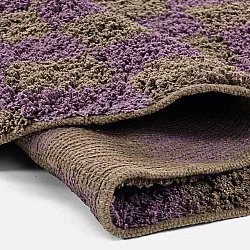 Tapis rond - Elsey Natural Cotton Shaggy (marron/violet)