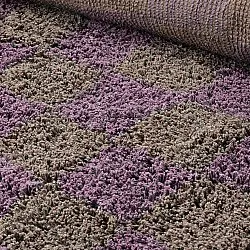Tapis rond - Elsey Natural Cotton Shaggy (marron/violet)