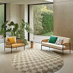 Tapis rond - Elsey Natural Cotton Shaggy (crème/sable)