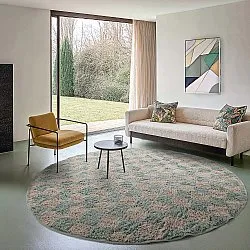 Tapis rond - Elsey Natural Cotton Shaggy (siva/roza)