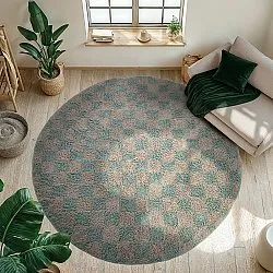Tapis rond - Elsey Natural Cotton Shaggy (siva/roza)