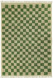 Tapis à poils longs - Elsey Natural Cotton Shaggy (vert/beige)
