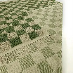 Tapis à poils longs - Elsey Natural Cotton Shaggy (vert/beige)