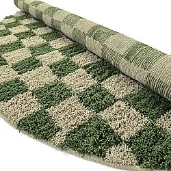 Tapis rond - Elsey Natural Cotton Shaggy (vert/beige)