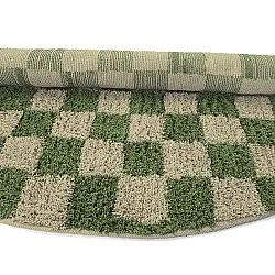 Tapis rond - Elsey Natural Cotton Shaggy (vert/beige)