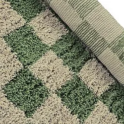 Tapis rond - Elsey Natural Cotton Shaggy (vert/beige)