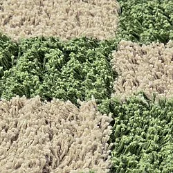 Tapis rond - Elsey Natural Cotton Shaggy (vert/beige)