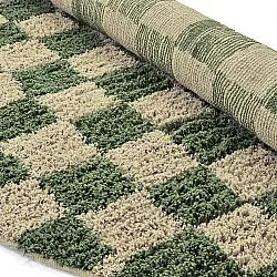 Tapis rond - Elsey Natural Cotton Shaggy (vert/beige)