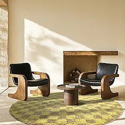 Tapis rond - Elsey Natural Cotton Shaggy (rumeno/bege)
