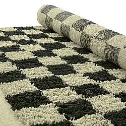 Tapis à poils longs - Elsey Natural Cotton Shaggy (črna/bež)