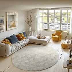 Tapis rond - Farley Natural Cotton Shaggy (umazano bela)