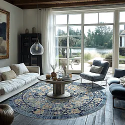 Tapis rond - Fernana (bleu/multicolore)