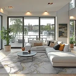 Tapis Wilton - Genova (gris/blanc/doré)