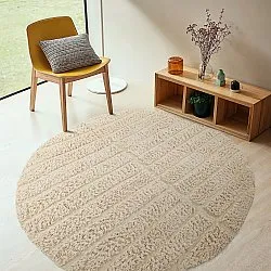 Tapis rond - Ikara Natural Cotton Shaggy (crème)