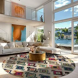 Tapis rond - Isparta (multicolore)