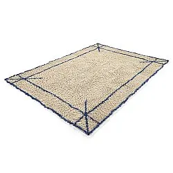 Tapis à poils longs - Kairi Natural Cotton Shaggy (beige/bleu)