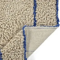 Tapis à poils longs - Kairi Natural Cotton Shaggy (beige/bleu)