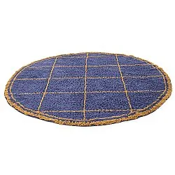 Tapis rond - Lana Natural Cotton Shaggy (bleu/jaune)