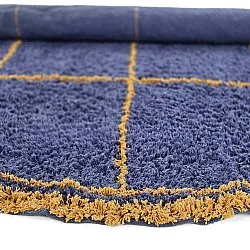 Tapis rond - Lana Natural Cotton Shaggy (bleu/jaune)