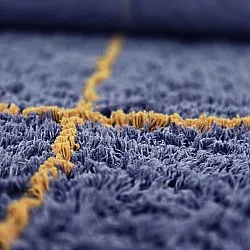 Tapis rond - Lana Natural Cotton Shaggy (bleu/jaune)