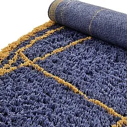 Tapis rond - Lana Natural Cotton Shaggy (bleu/jaune)