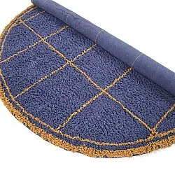 Tapis rond - Lana Natural Cotton Shaggy (bleu/jaune)
