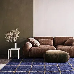Tapis à poils longs - Lana Natural Cotton Shaggy (bleu/jaune)