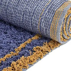 Tapis à poils longs - Lana Natural Cotton Shaggy (bleu/jaune)