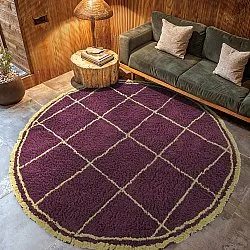 Tapis rond - Lana Natural Cotton Shaggy (bordeaux/jaune)