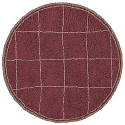 Tapis rond - Lana Natural Cotton Shaggy (taupe/rouge)