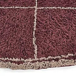 Tapis rond - Lana Natural Cotton Shaggy (taupe/rouge)