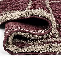 Tapis rond - Lana Natural Cotton Shaggy (taupe/rouge)