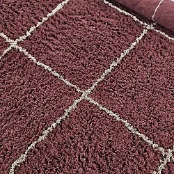 Tapis rond - Lana Natural Cotton Shaggy (taupe/rouge)