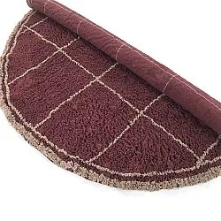 Tapis rond - Lana Natural Cotton Shaggy (taupe/rouge)
