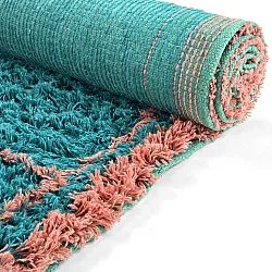Tapis shaggy - Lana Natural Cotton Shaggy (turquoise/rose)