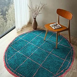 Tapis rond - Lana Natural Cotton Shaggy (turquoise/rose)