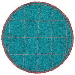 Tapis rond - Lana Natural Cotton Shaggy (turquoise/rose)