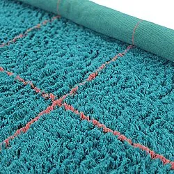 Tapis rond - Lana Natural Cotton Shaggy (turquoise/rose)