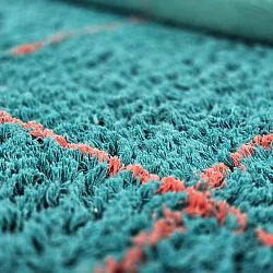 Tapis rond - Lana Natural Cotton Shaggy (turquoise/rose)