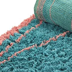 Tapis rond - Lana Natural Cotton Shaggy (turquoise/rose)